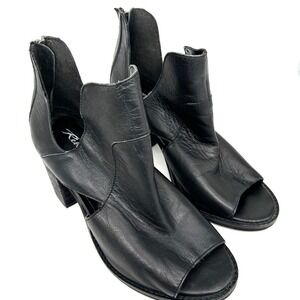 Rebels Womens Ramzi Open Toe Bootie Sz 9 Black Vegan Leather Baddie Concert Rock